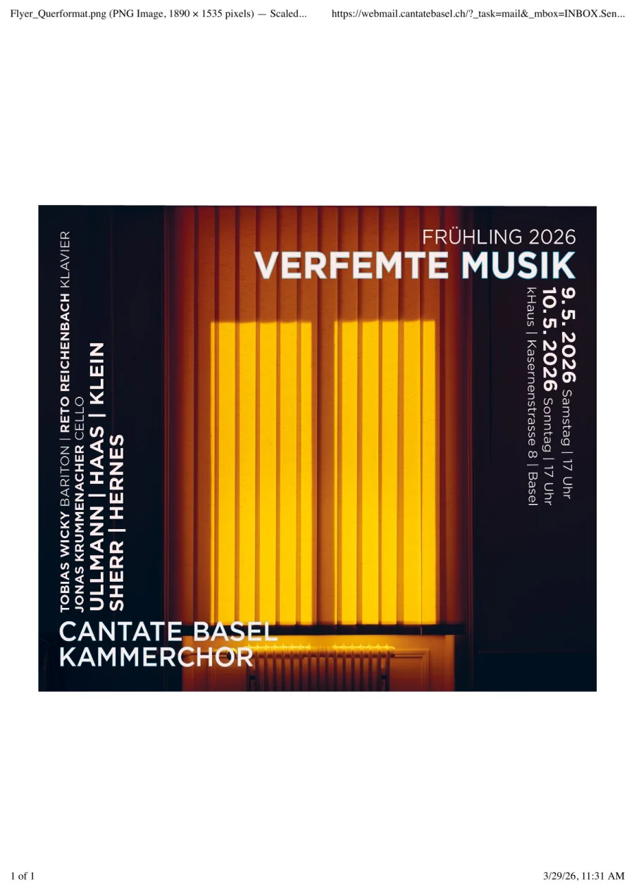 Konzert «Verfemte Musik» von Cantante Basel